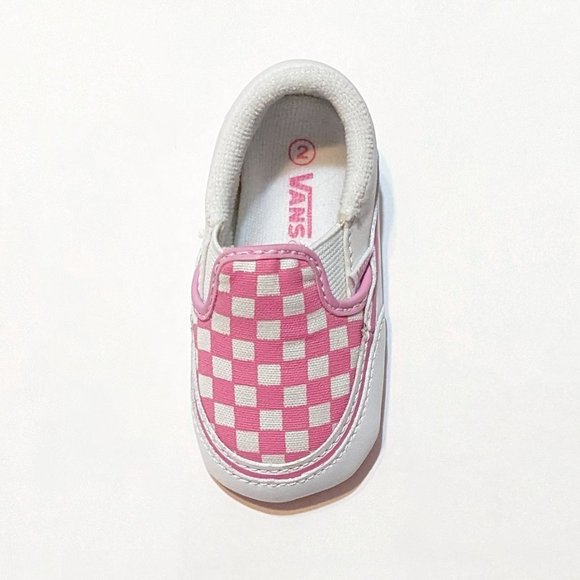 VANS Baby/infant shoes, classic slip-on pink and white checkerboard walkers - Picture 7 of 13